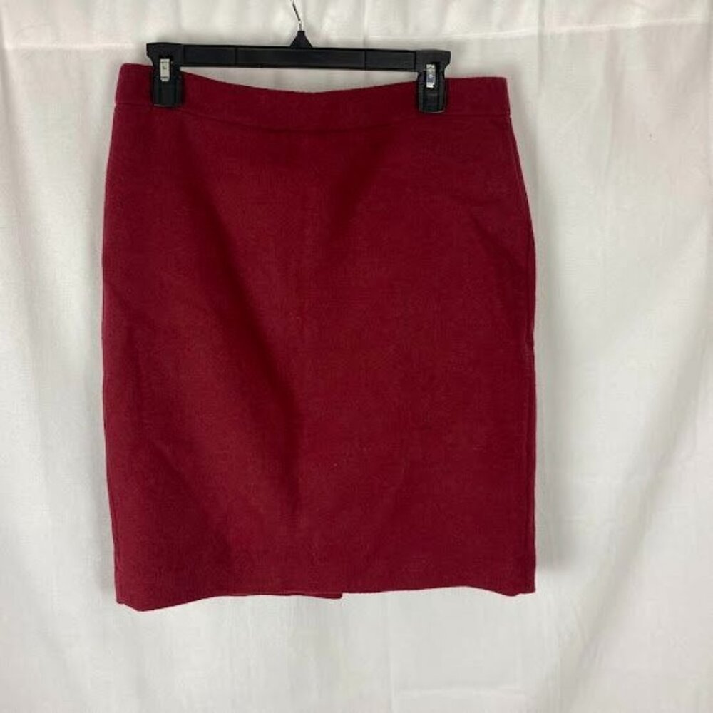 J.Crew Marcantile Wool Blend Straight Midi Skirt Red Women's 8